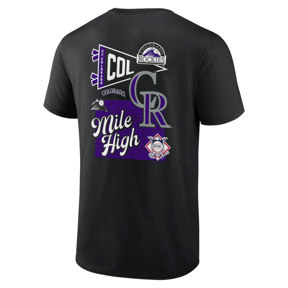 Black Colorado Rockies Fanatics Split Zone T-Shirt