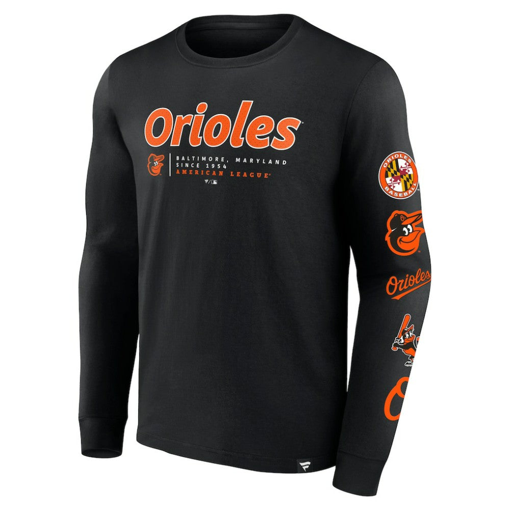 Black Baltimore Orioles Fanatics Strike the Goal Long Sleeve T-Shirt