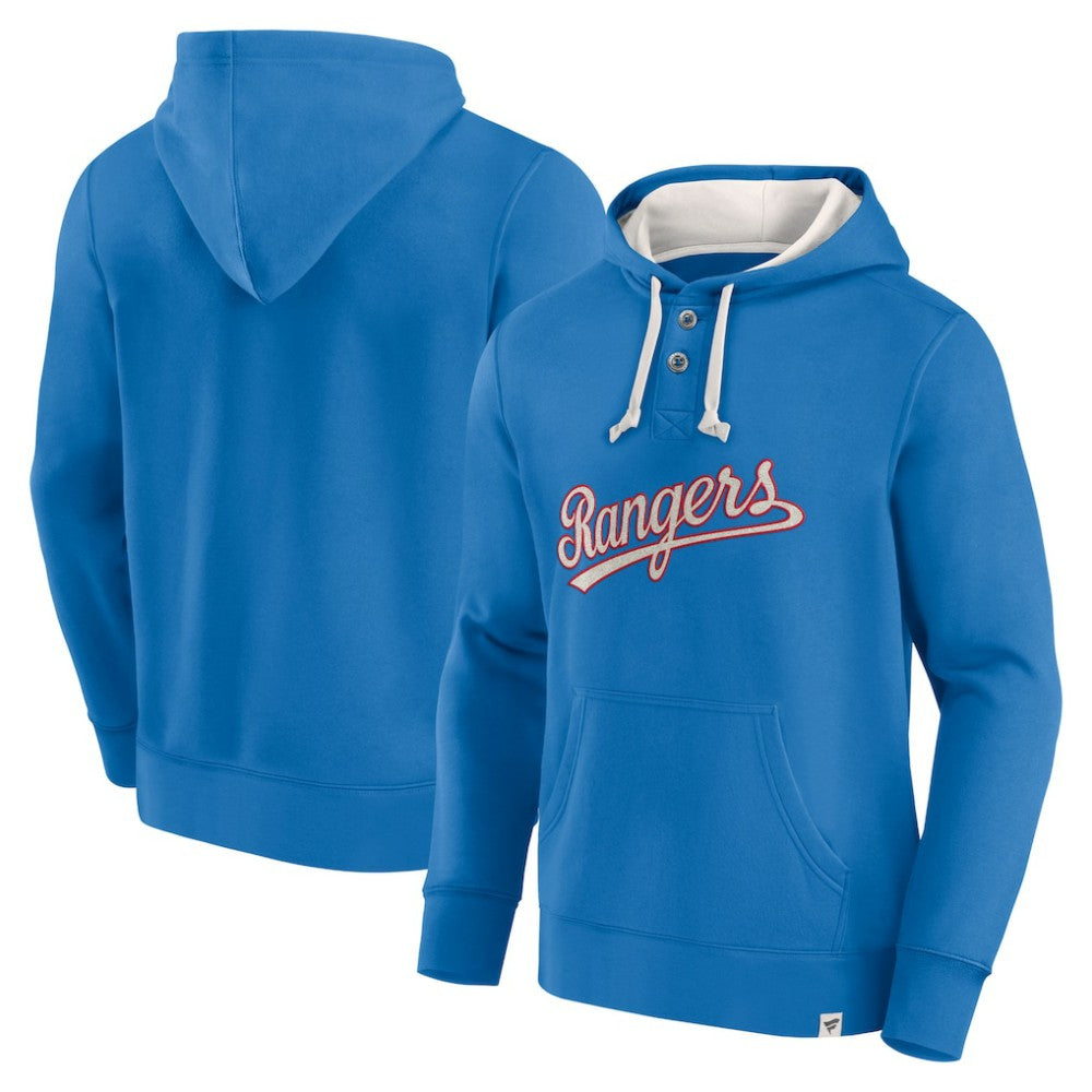 Fanatics Texas Rangers Royal Plan for Adversity Henley Fleece Pullover Hoodie