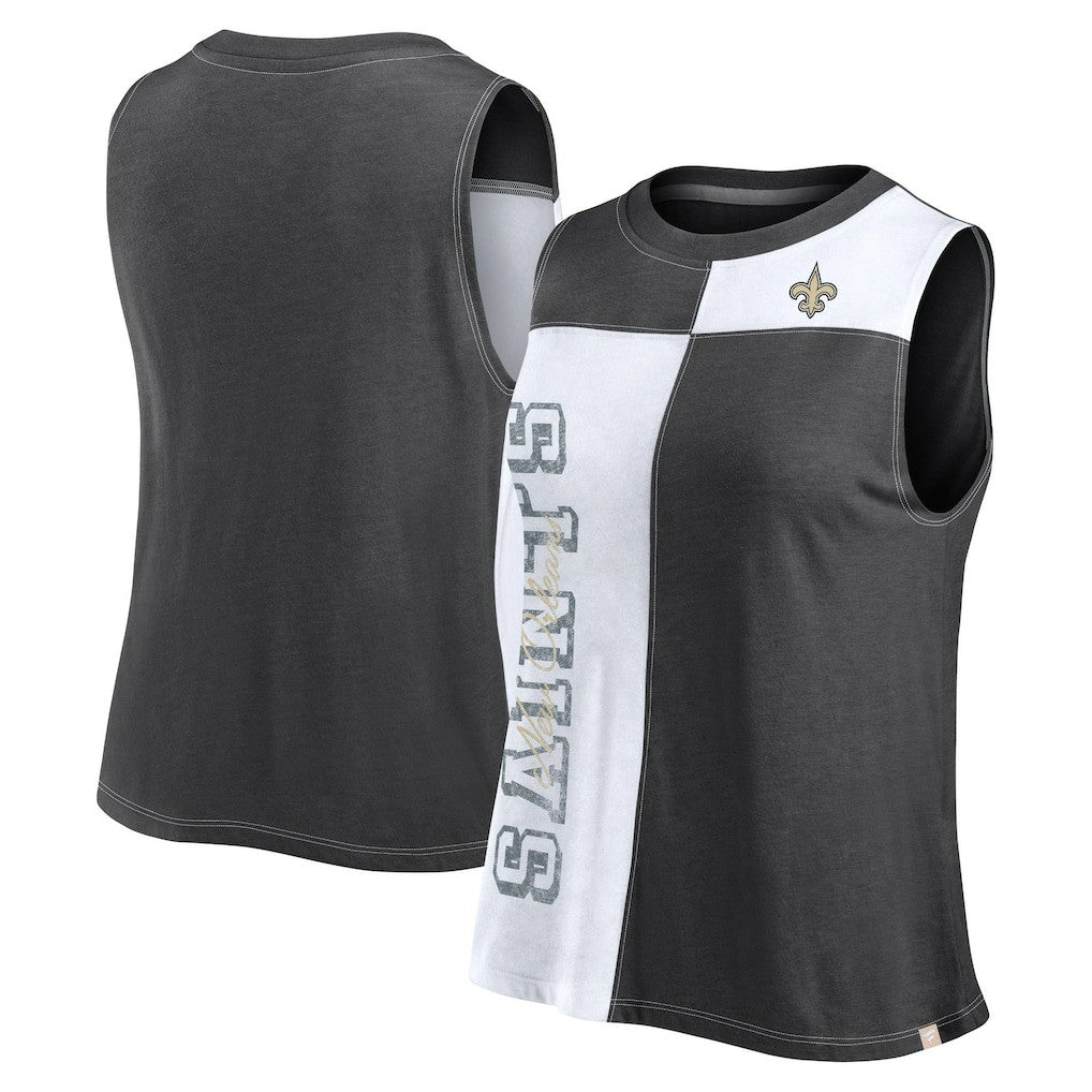 Women's Script Color Block Tank Top - New Orleans Saints Tops