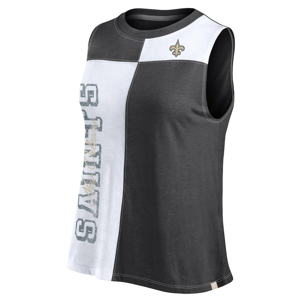 Women's Script Color Block Tank Top - New Orleans Saints Tops