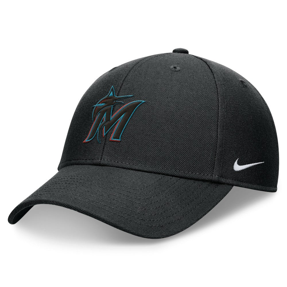 Black Miami Marlins Nike Club Performance Adjustable Hat