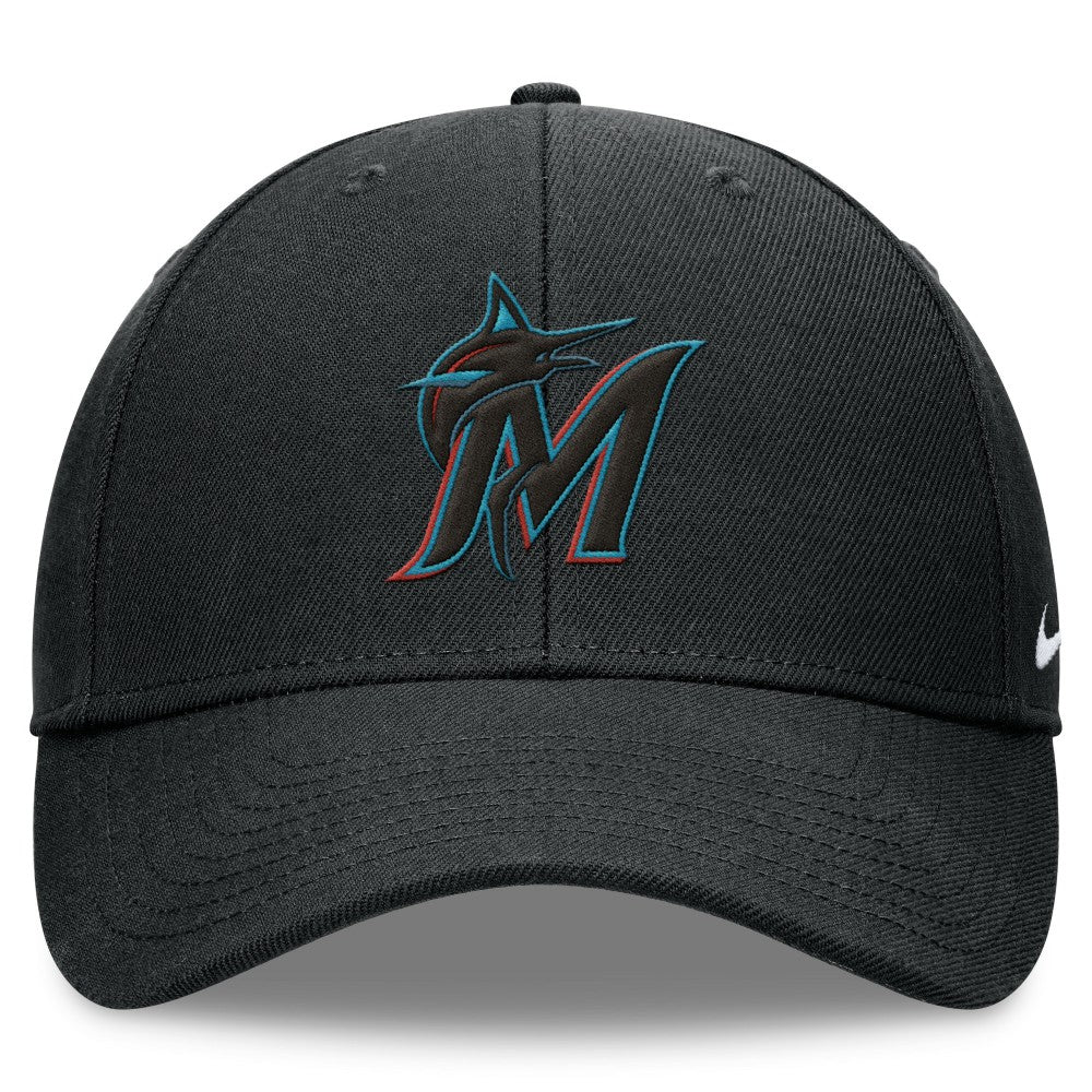 Black Miami Marlins Nike Club Performance Adjustable Hat