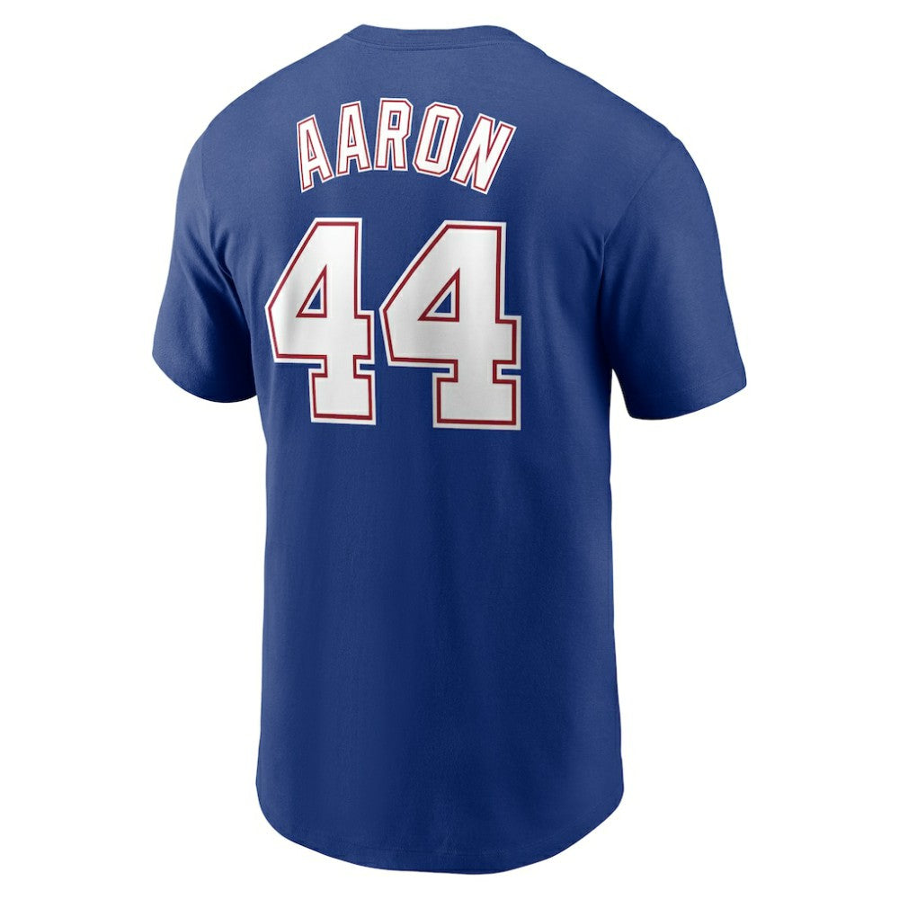 Royal Hank Aaron Atlanta Braves Nike Cooperstown Collection Fuse Name & Number T-Shirt
