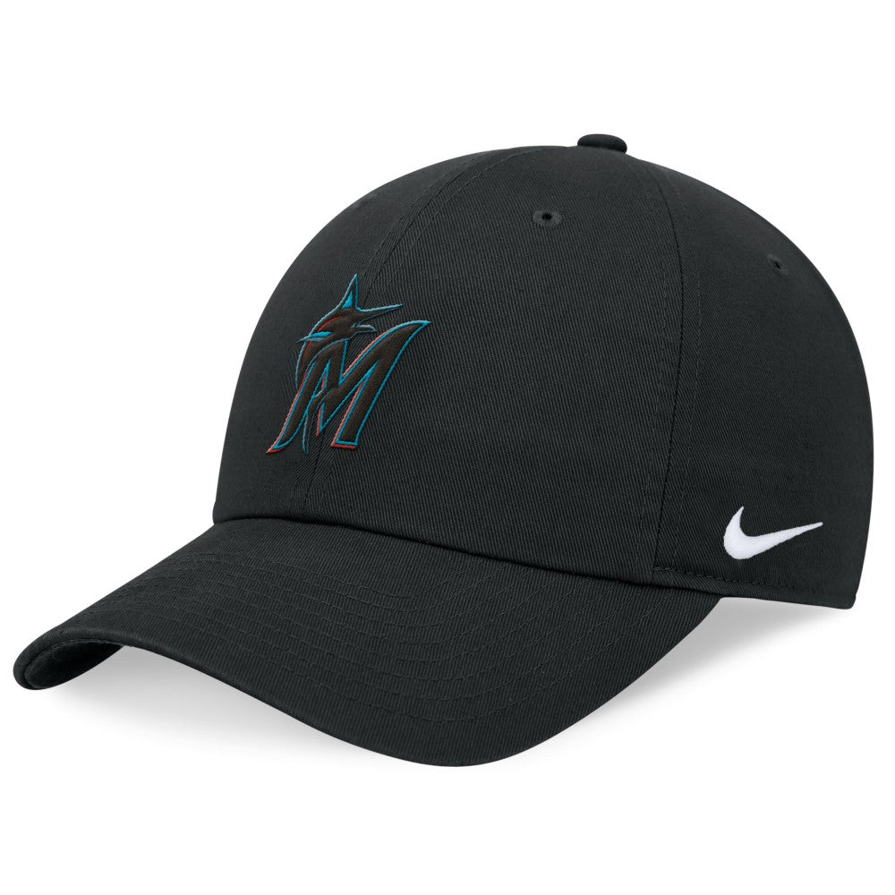 Black Miami Marlins Nike Club Adjustable Hat