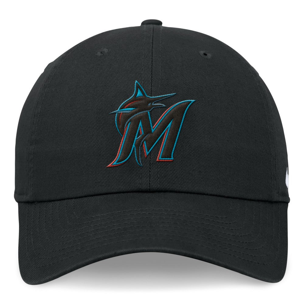 Black Miami Marlins Nike Club Adjustable Hat