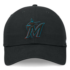 Black Miami Marlins Nike Club Adjustable Hat