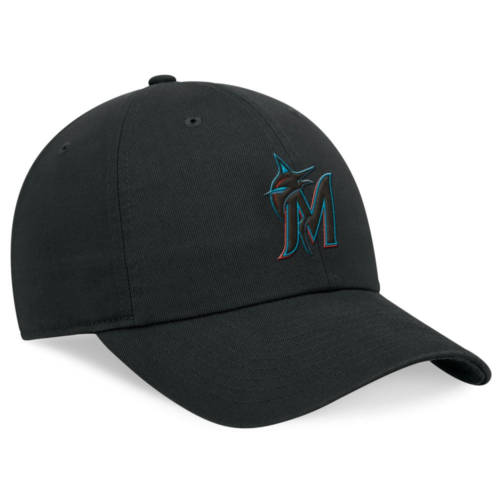 Black Miami Marlins Nike Club Adjustable Hat