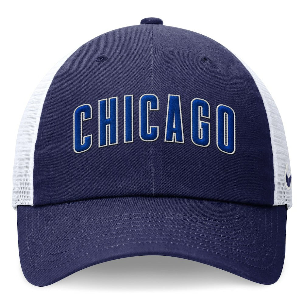 Royal Chicago Cubs Nike Wordmark Adjustable Trucker Hat
