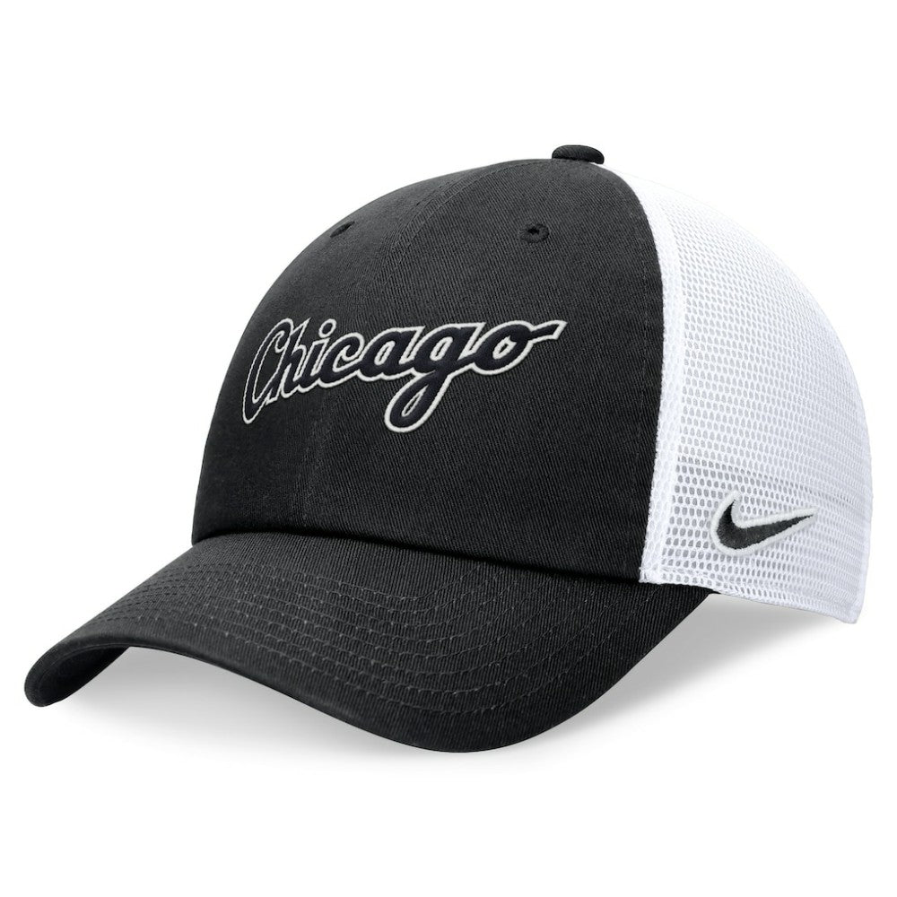 Black Chicago White Sox Nike Wordmark Adjustable Trucker Hat