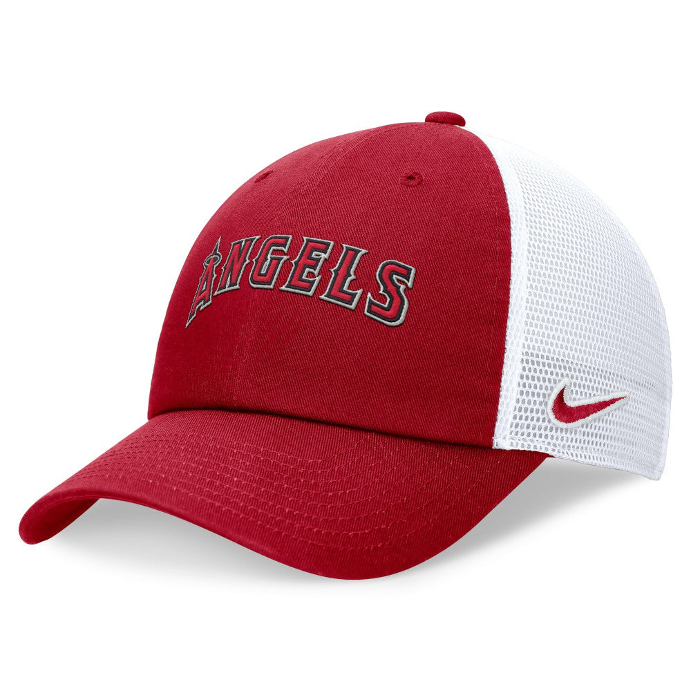 Red Los Angeles Angels Nike Wordmark Adjustable Trucker Hat