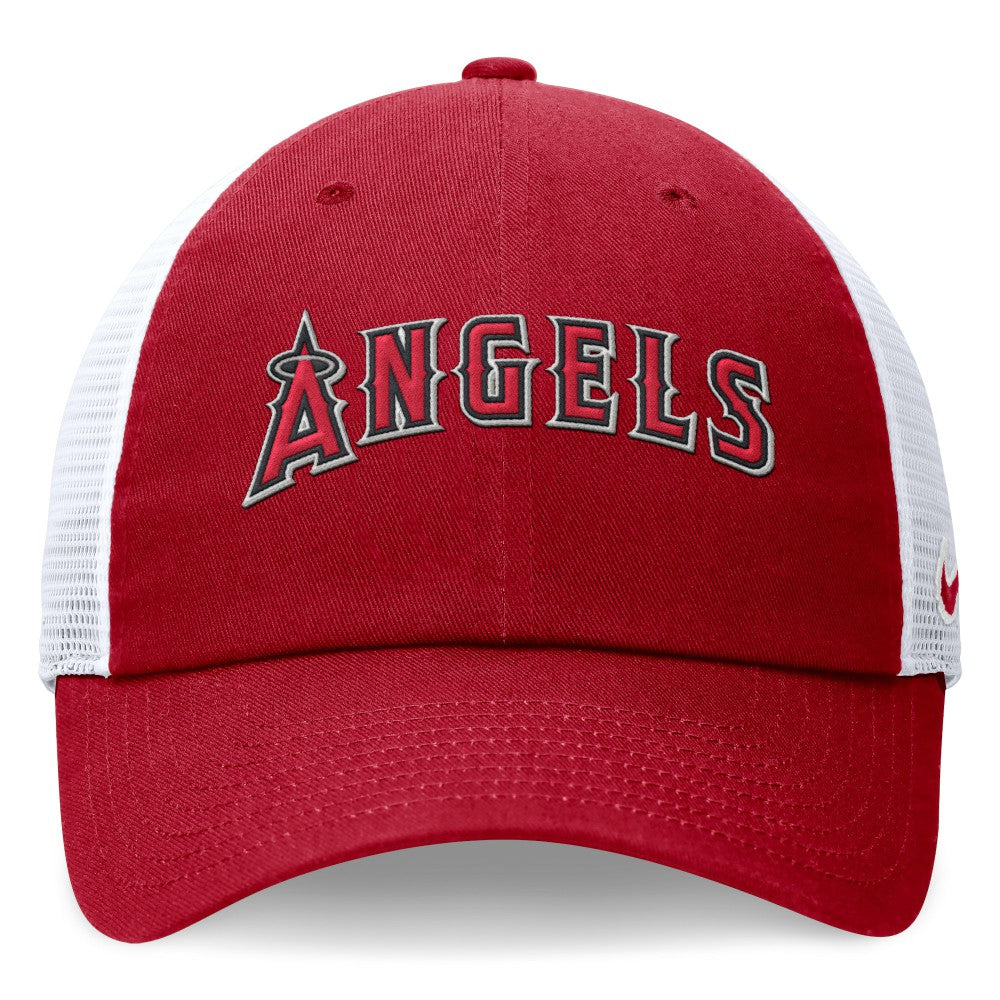 Red Los Angeles Angels Nike Wordmark Adjustable Trucker Hat
