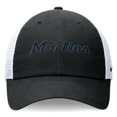 Black Miami Marlins Nike Wordmark Adjustable Trucker Hat