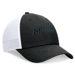 Black Miami Marlins Nike Wordmark Adjustable Trucker Hat