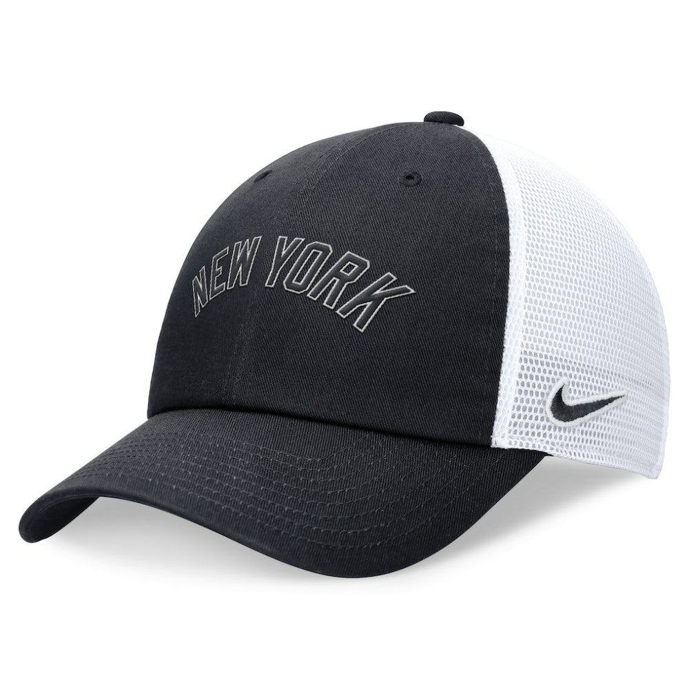Navy New York Yankees Nike Wordmark Adjustable Trucker Hat