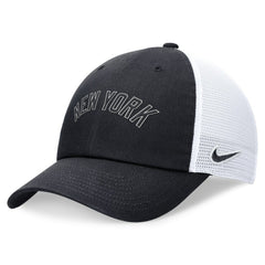 Navy New York Yankees Nike Wordmark Adjustable Trucker Hat