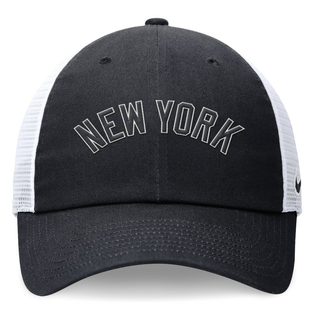 Navy New York Yankees Nike Wordmark Adjustable Trucker Hat