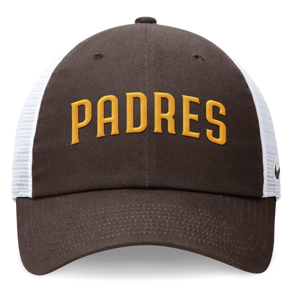 Brown San Diego Padres Nike Wordmark Adjustable Trucker Hat