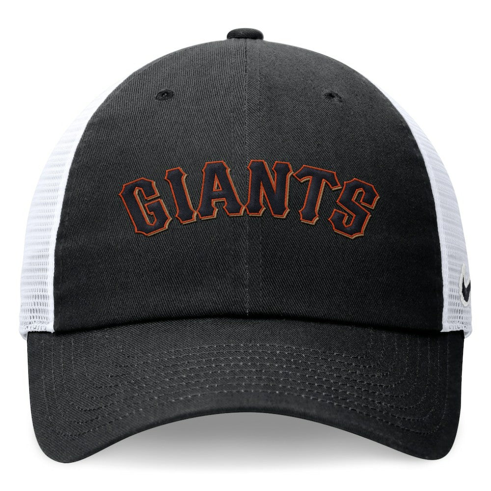 Black San Francisco Giants Nike Wordmark Adjustable Trucker Hat