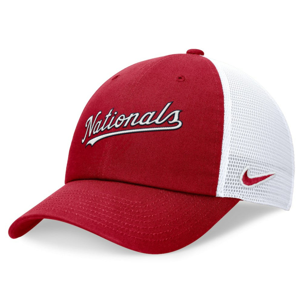Red Washington Nationals Nike Wordmark Adjustable Trucker Hat