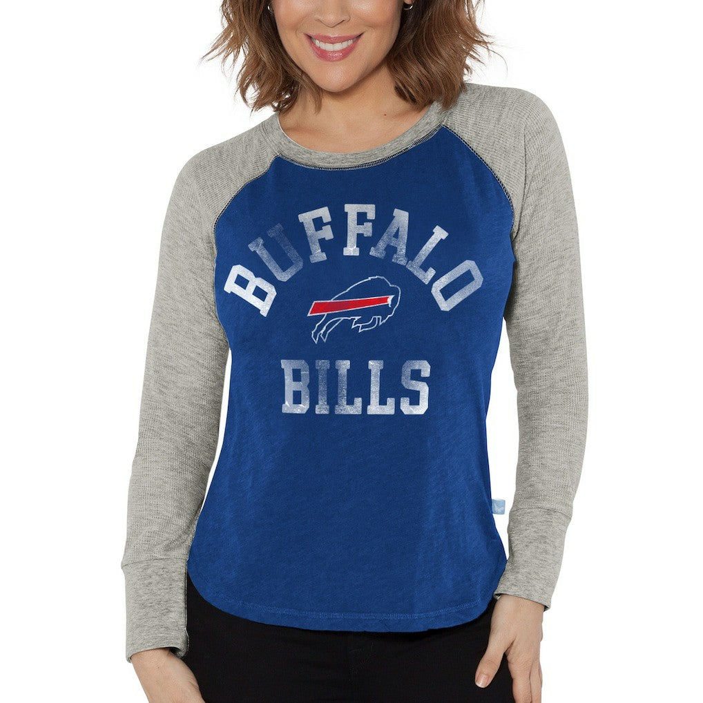 G-III 4Her by Carl Banks Women's Waffle Knit Raglan Long Sleeve T-Shirt - Buffalo Bills T-shirts