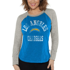 G-III 4Her by Carl Banks Women's Waffle Knit Raglan Long Sleeve T-Shirt - Los Angeles Chargers T-shirts