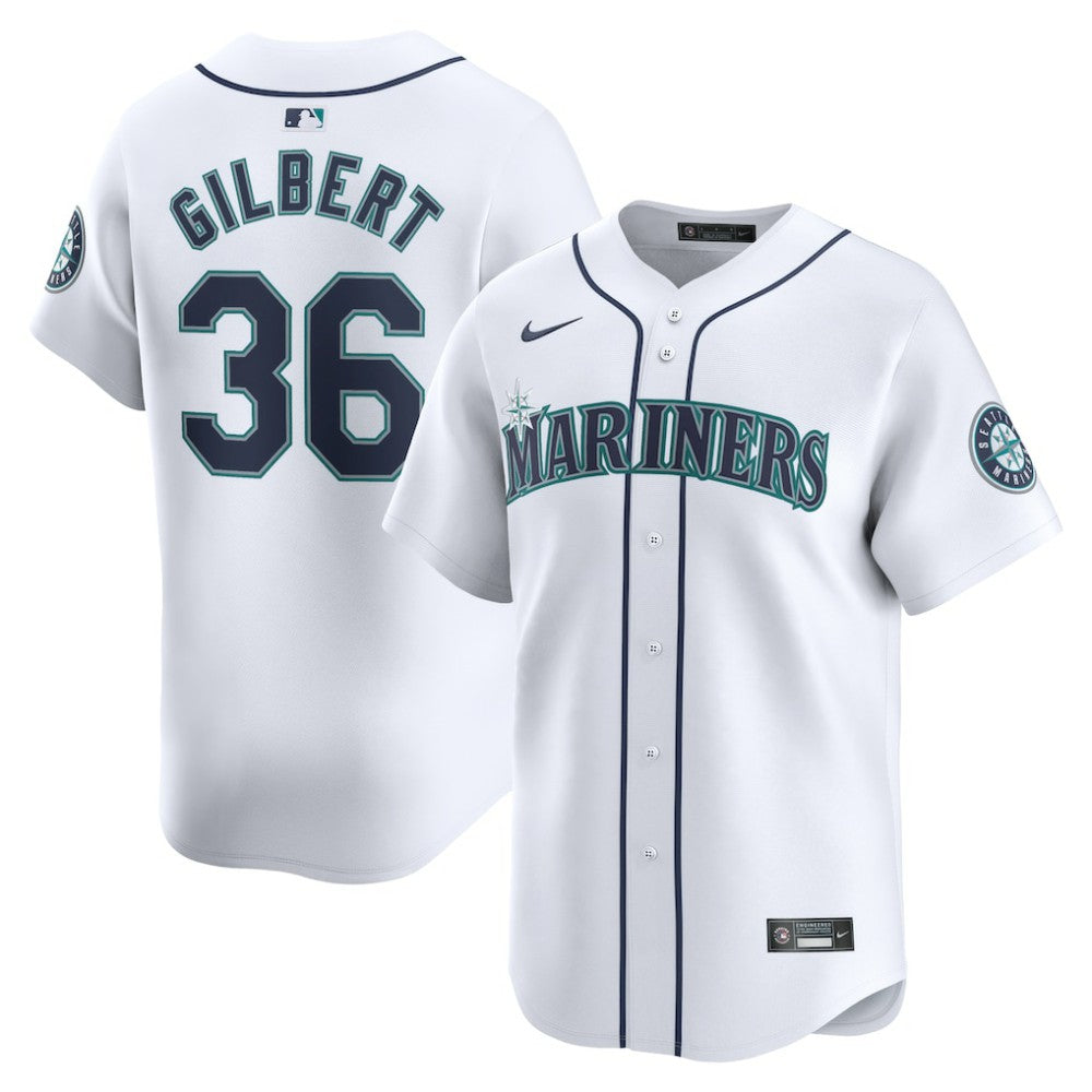 White Logan Gilbert Seattle Mariners Nike Home Limited Player Jersey