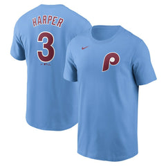 Light Blue Bryce Harper Philadelphia Phillies Nike Fuse Name & Number T-Shirt