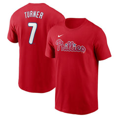 Red Trea Turner Philadelphia Phillies Nike Fuse Name & Number T-Shirt