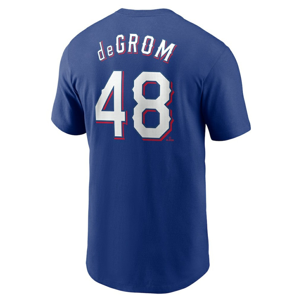 Royal Jacob deGrom Texas Rangers Nike Fuse Name & Number T-Shirt