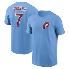 Light Blue Trea Turner Philadelphia Phillies Nike Fuse Name & Number T-Shirt