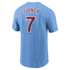 Light Blue Trea Turner Philadelphia Phillies Nike Fuse Name & Number T-Shirt