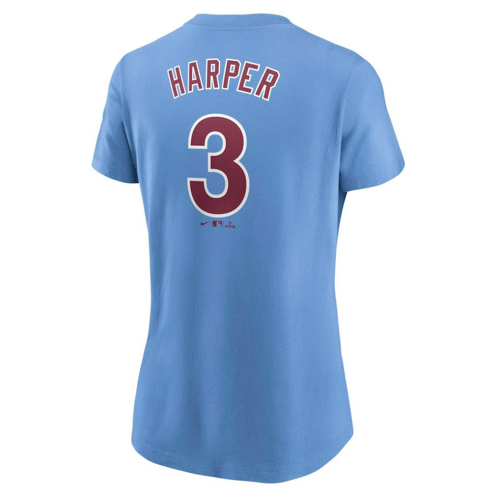 Light Blue Bryce Harper Philadelphia Phillies Nike Women's Cooperstown Collection Fuse Name & Number T-Shirt