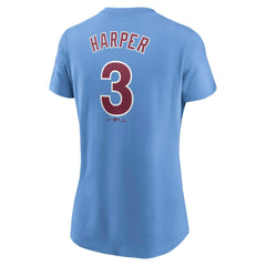Light Blue Bryce Harper Philadelphia Phillies Nike Women's Cooperstown Collection Fuse Name & Number T-Shirt