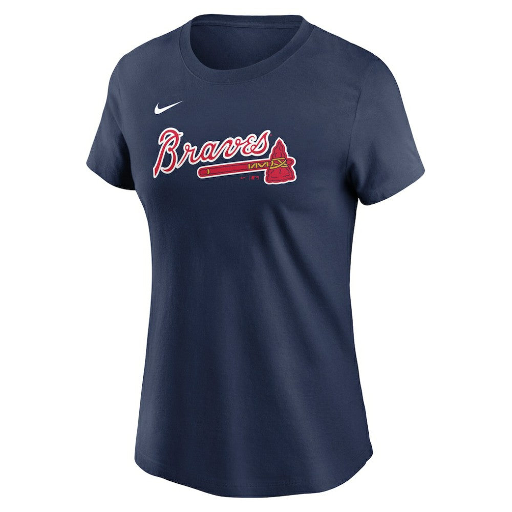 Navy Austin Riley Atlanta Braves Nike Women's Cooperstown Collection Fuse Name & Number T-Shirt