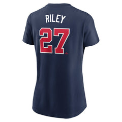Navy Austin Riley Atlanta Braves Nike Women's Cooperstown Collection Fuse Name & Number T-Shirt