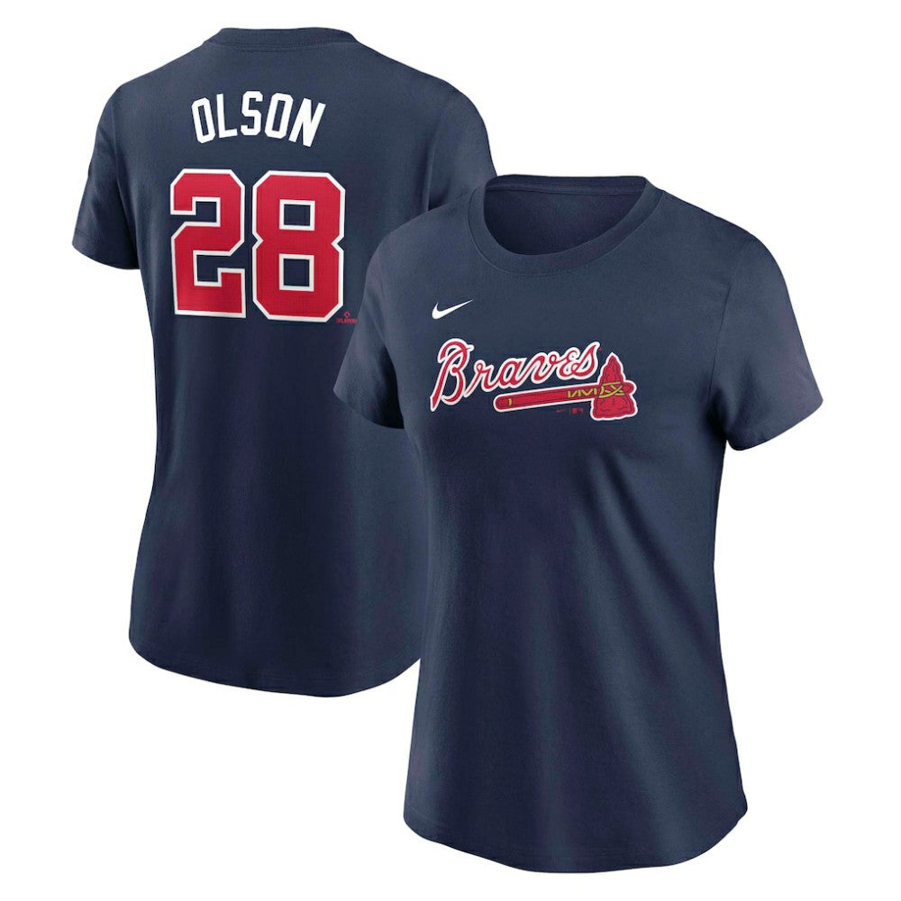 Navy Matt Olson Atlanta Braves Nike Women's Cooperstown Collection Fuse Name & Number T-Shirt