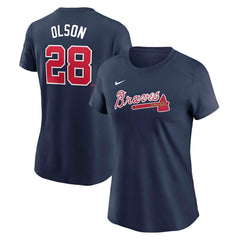 Navy Matt Olson Atlanta Braves Nike Women's Cooperstown Collection Fuse Name & Number T-Shirt