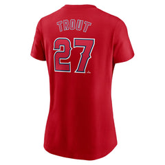 Red Mike Trout Los Angeles Angels Nike Women's Cooperstown Collection Fuse Name & Number T-Shirt