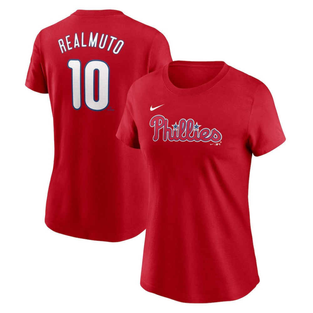 Red J.T. Realmuto Philadelphia Phillies Nike Women's Cooperstown Collection Fuse Name & Number T-Shirt