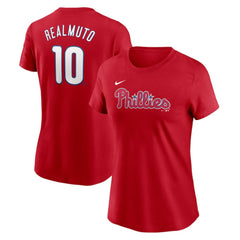 Red J.T. Realmuto Philadelphia Phillies Nike Women's Cooperstown Collection Fuse Name & Number T-Shirt