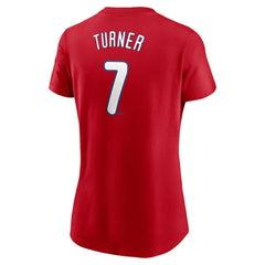 Red Trea Turner Philadelphia Phillies Nike Women's Cooperstown Collection Fuse Name & Number T-Shirt