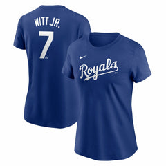 Royal Bobby Witt Jr. Kansas City Royals Nike Women's Cooperstown Collection Fuse Name & Number T-Shirt