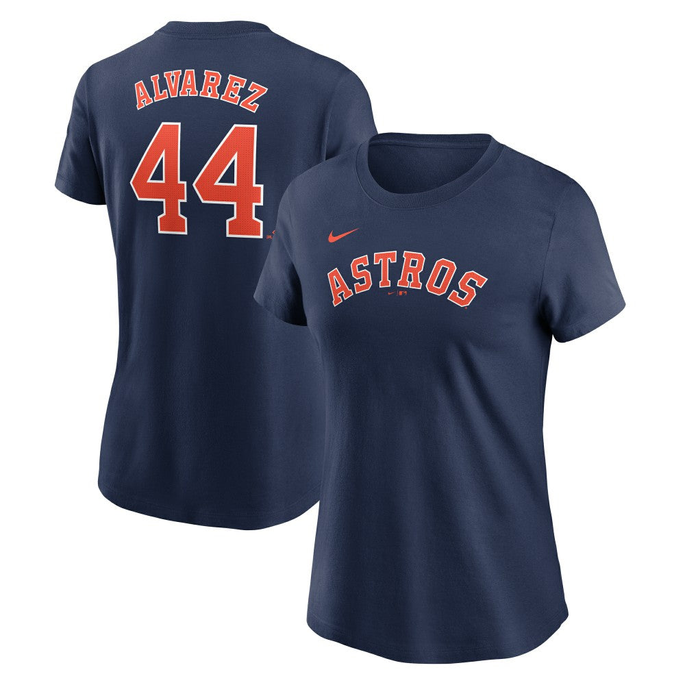 Navy Yordan Alvarez Houston Astros Nike Women's Cooperstown Collection Fuse Name & Number T-Shirt