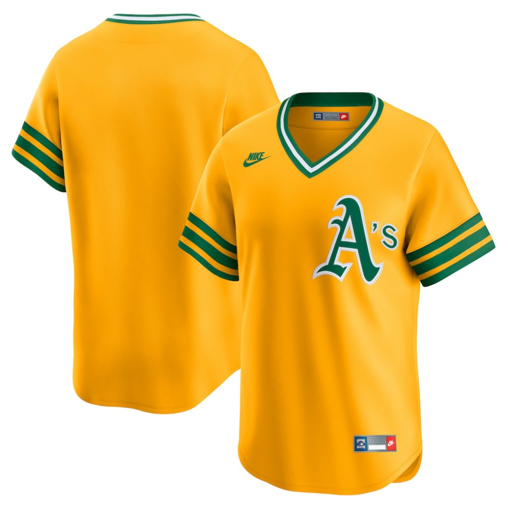 Gold Athletics Nike Cooperstown Collection Limited Jersey