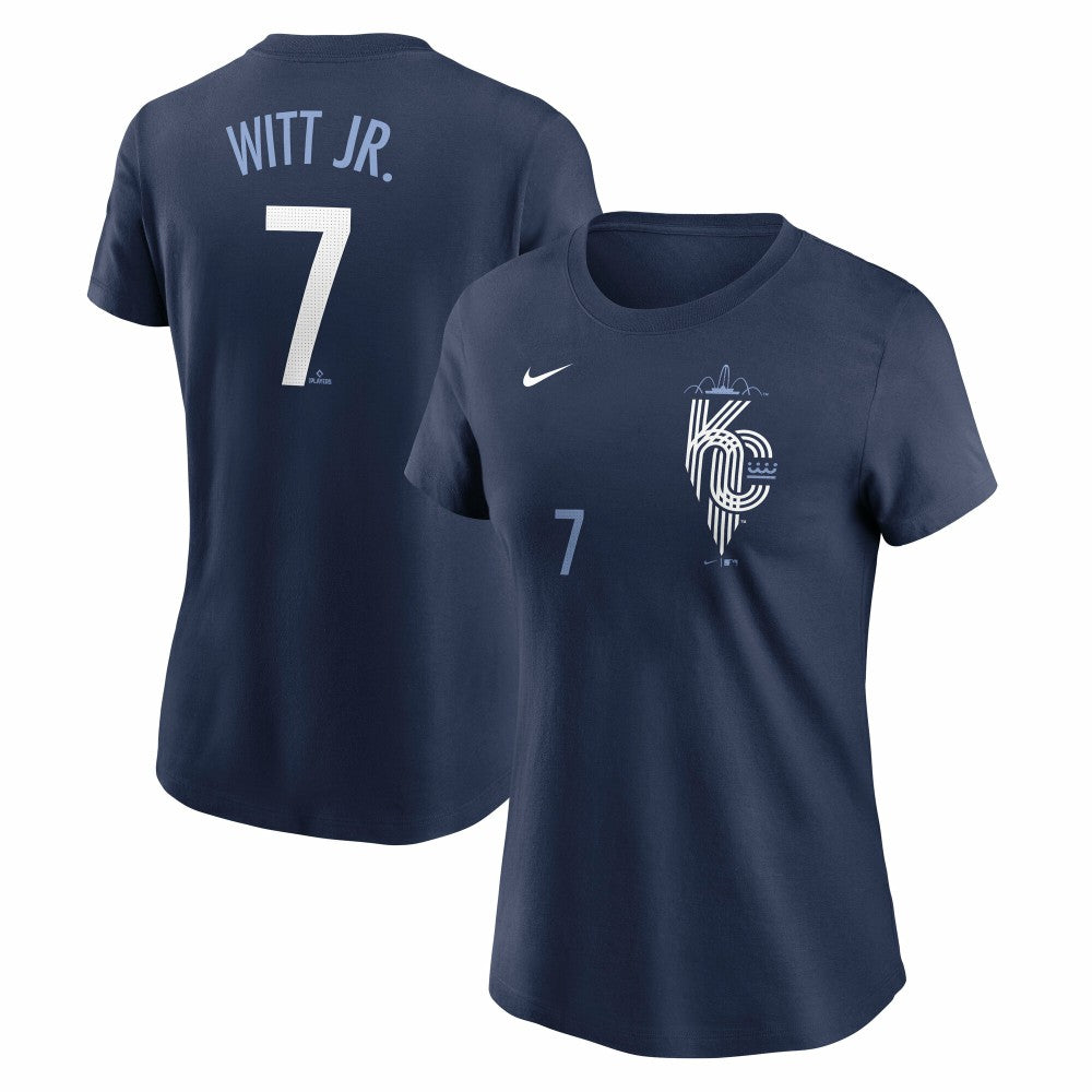 Navy Bobby Witt Jr. Kansas City Royals Nike Women's City Connect Fuse Name & Number T-Shirt