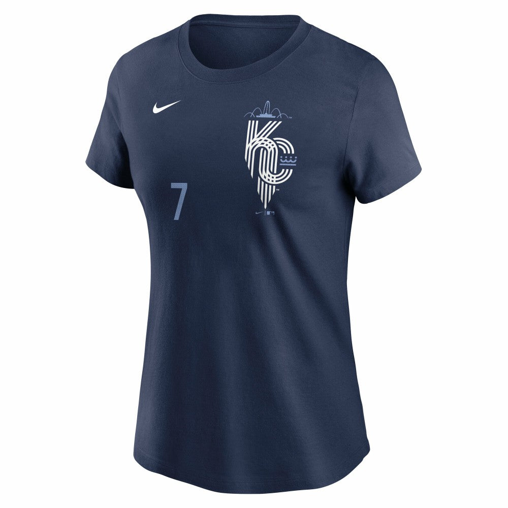 Navy Bobby Witt Jr. Kansas City Royals Nike Women's City Connect Fuse Name & Number T-Shirt