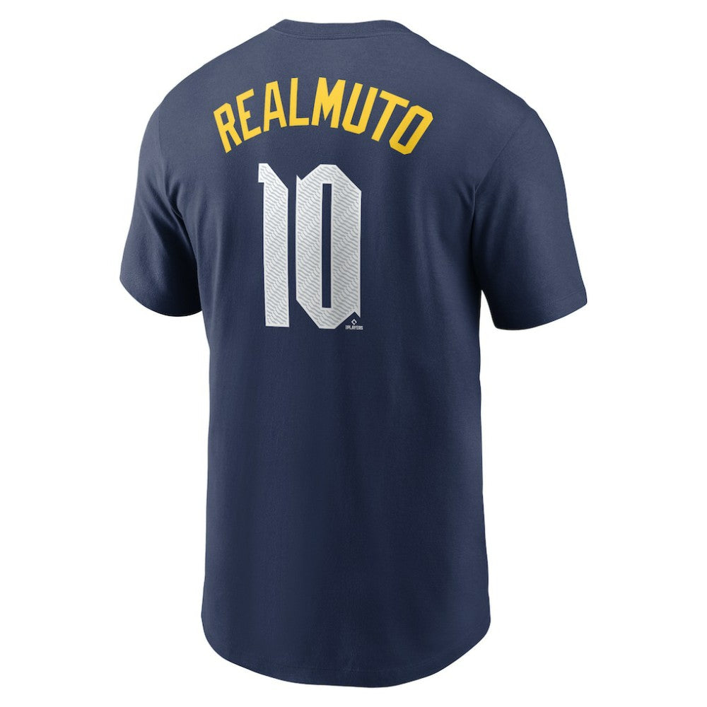 Navy J.T. Realmuto Philadelphia Phillies Nike 2024 City Connect Fuse Player Name & Number T-Shirt