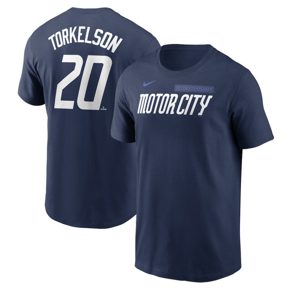Navy Spencer Torkelson Detroit Tigers Nike 2024 City Connect Fuse Name & Number T-Shirt