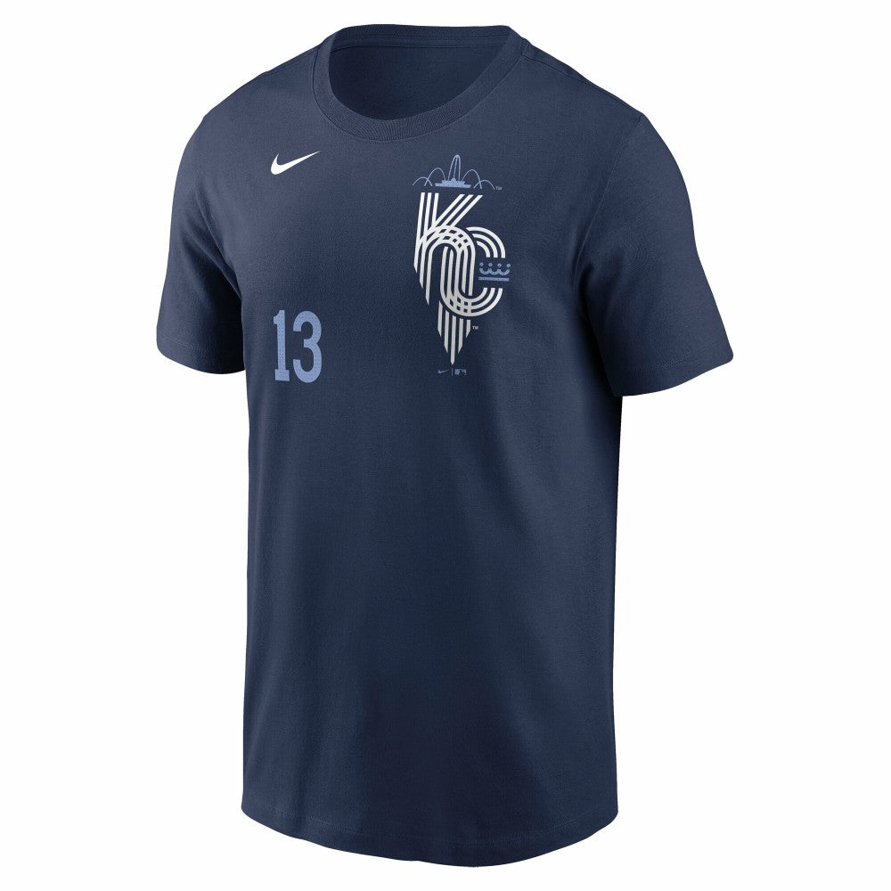 Navy Salvador Perez Kansas City Royals Nike 2024 City Connect Fuse Name & Number T-Shirt